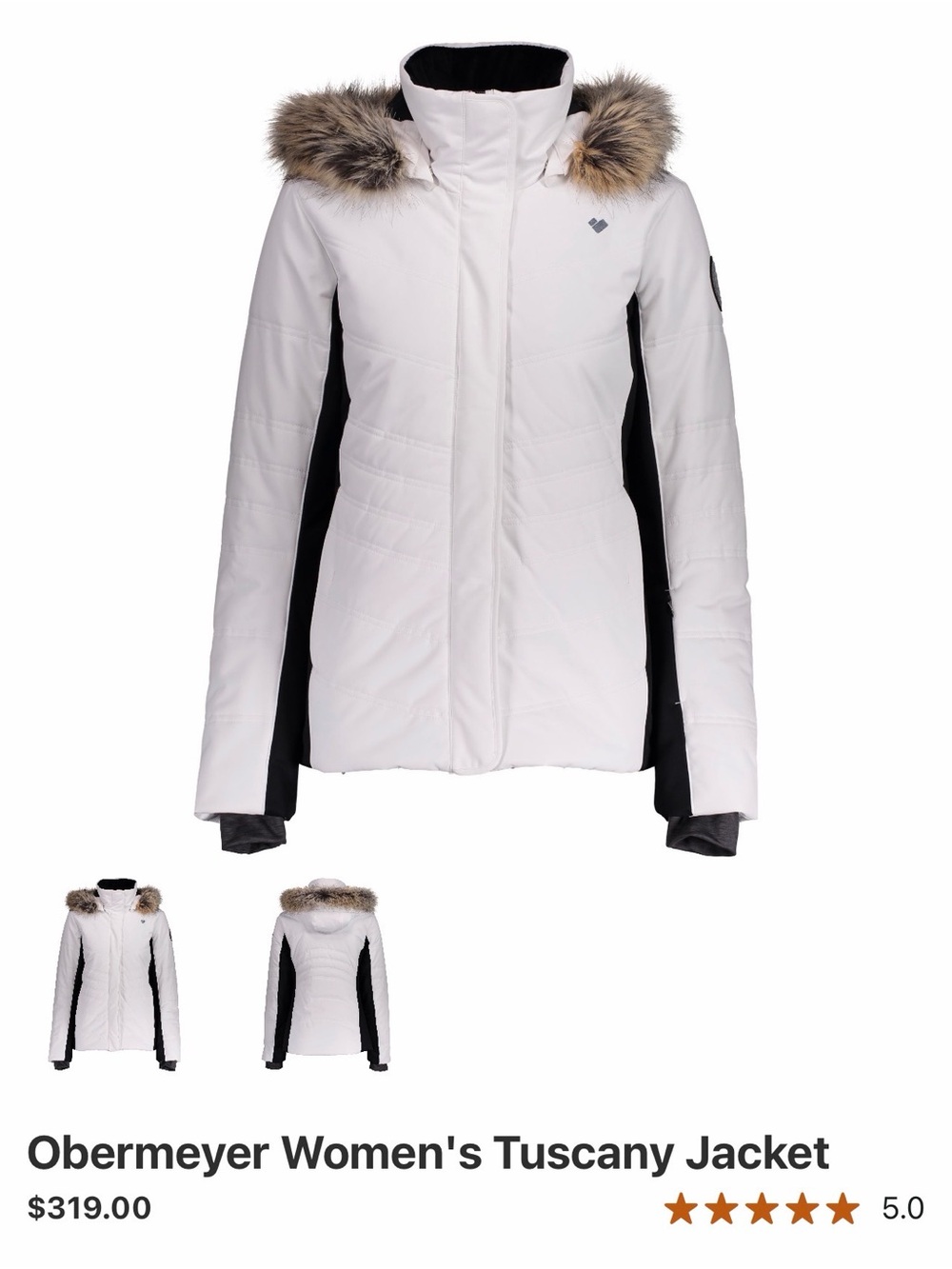 Obermeyer Women's Tuscany Jacket — White with Black Panels